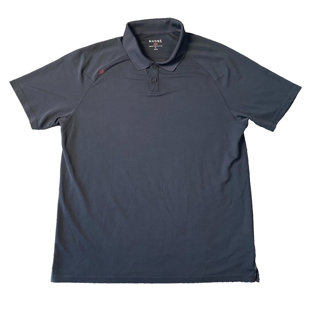 Rhone Polo Shirt Mens Large Black Delta Pique Golf Performance Stretch Solid